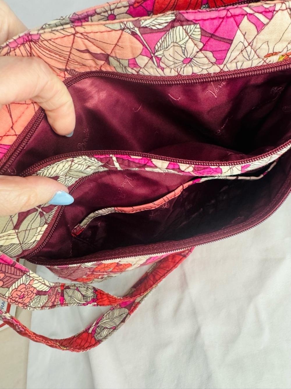 Vera Bradley Triple Zip Hipster Crossbody Bohemian Blooms Retired Floral - Picture 7 of 12